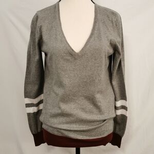 🌟 J Crew Grey 100% Cotton V-Neck Sweater - Sz S